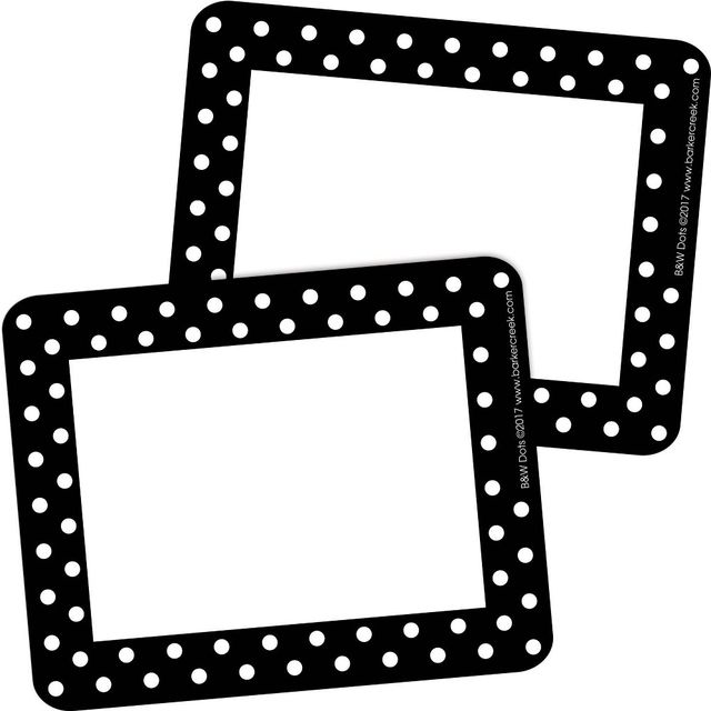 2pk 45ea Black & White Dots Self-Adhesive Name Tag Labels - Barker Creek: Teacher Supplies, Educational Teaching Aid