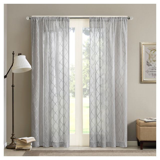 95x50 Clarissa Diamond Sheer Curtain Panel Gray