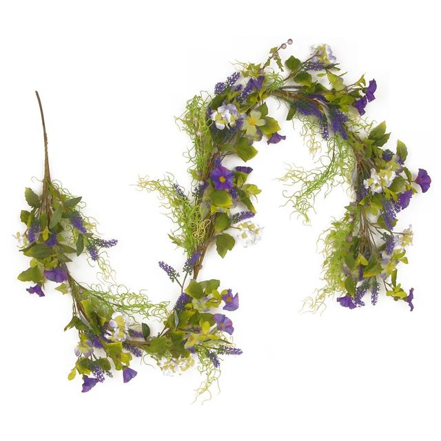 National Tree Company 72 Flower Garland Purple - Faux Floral Decor, Indoor/Outdoor Use