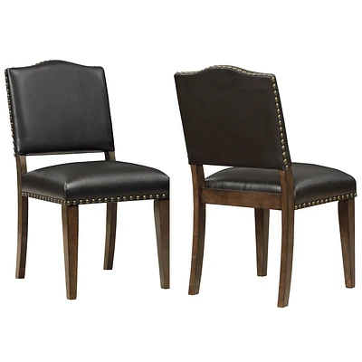 Comfort Pointe Denver Dining Chair Brown: Upholstered Camel Back, Nailhead Trim, Hardwood Frame