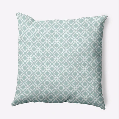 e by design Geometric Rope Rigging Decorative Throw Pillow Aqua Green: Indoor Square Cushion, Nautical Theme, Twill Polyester