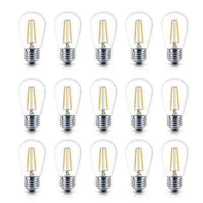 Brightech AmbiencePro 15-Pack 1W 2700K S14 Dimmable E26 LED Vintage Edison LED Light Bulbs