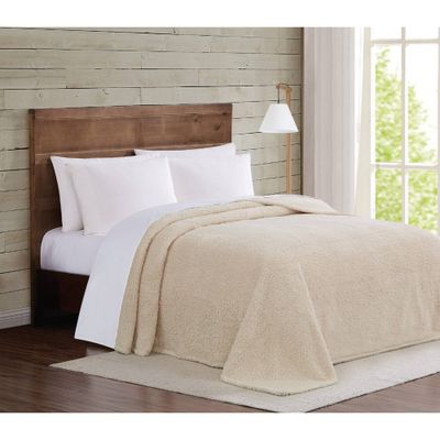 Twin XL Marshmallow Faux Shearling Bed Blanket Ivory - Brooklyn Loom