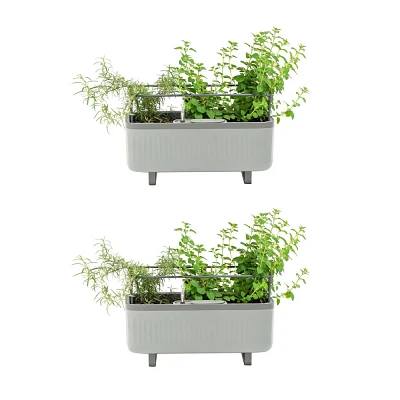 Vego Garden Twin Pack Self-Watering Herb Planter Box with Trellis Indoor Outdoor Planter Pots  7.3x17.5x10.5