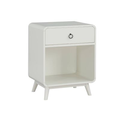 24/7 Shop At Home Venetzia Mid-Century Side Table : Rubberwood, Fixed Shelf, Drawer Storage