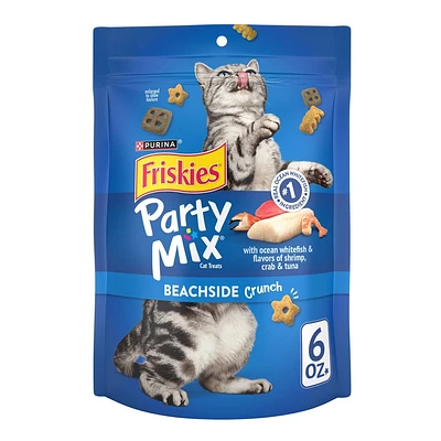 Friskies Purina Party Mix Beachside Crunch with Ocean Whitefish and Flavors of Shrimp, Crab, Whitefish and Tuna Flavor Cat Treats - 6oz