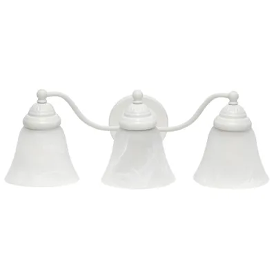 3 Light Curved Metal and Alabaster White Glass Shade Vanity Wall Light Fixture  - Lalia Home