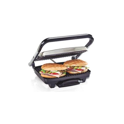 Hamilton Beach Panini maker/Grill 25410: Nonstick Sandwich & Grilled Cheese Maker, 1500W, Silver, Hand Wash