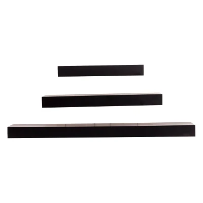 Kiera Grace (Set of 3) 12,16 and 24 Floating Shelves Black: MDF Wall Mount, Traditional Decor, Includes Hardware