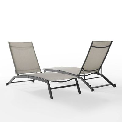 Weaver 2pk Outdoor Sling Chaise Lounge Chairs: 6-Position, UV & Rust-Resistant - Crosley