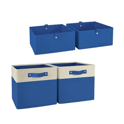 4pc Kids Folding Storage Bin Set Blue - RiverRidge Home