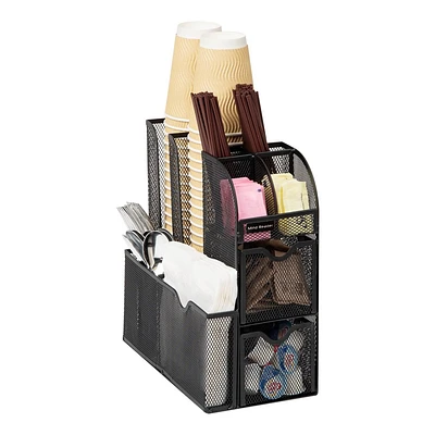 Mind Reader Metal 11 Compartment Cup and Condiment Organizer Black