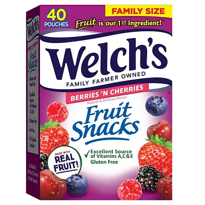 WELCHS Fruit Snacks Berries n Cherries - 32oz/40ct