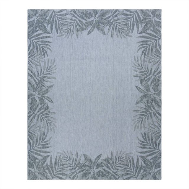 9 x 13 Paseo Tropic Border Outdoor Rug Ash - Avenue33: Machine Made, Polypropylene, Indoor/Outdoor Use