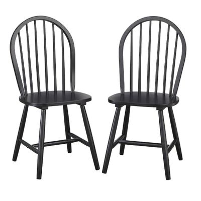 Set of 2 Windsor Chairs - Buylateral: Rubberwood, Spindle Back