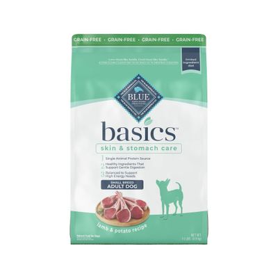 Blue Buffalo Basics Skin & Stomach Care Grain Free Natural Lamb & Potato Recipe Small Breed Dry Dog Food - 11lbs
