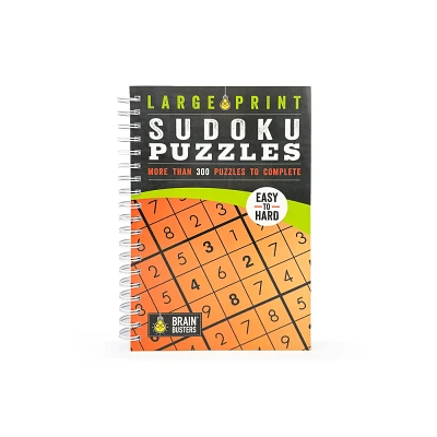 Large Print Sudoku Puzzles Orange - (Brain Busters) by Parragon Books (Spiral Bound)