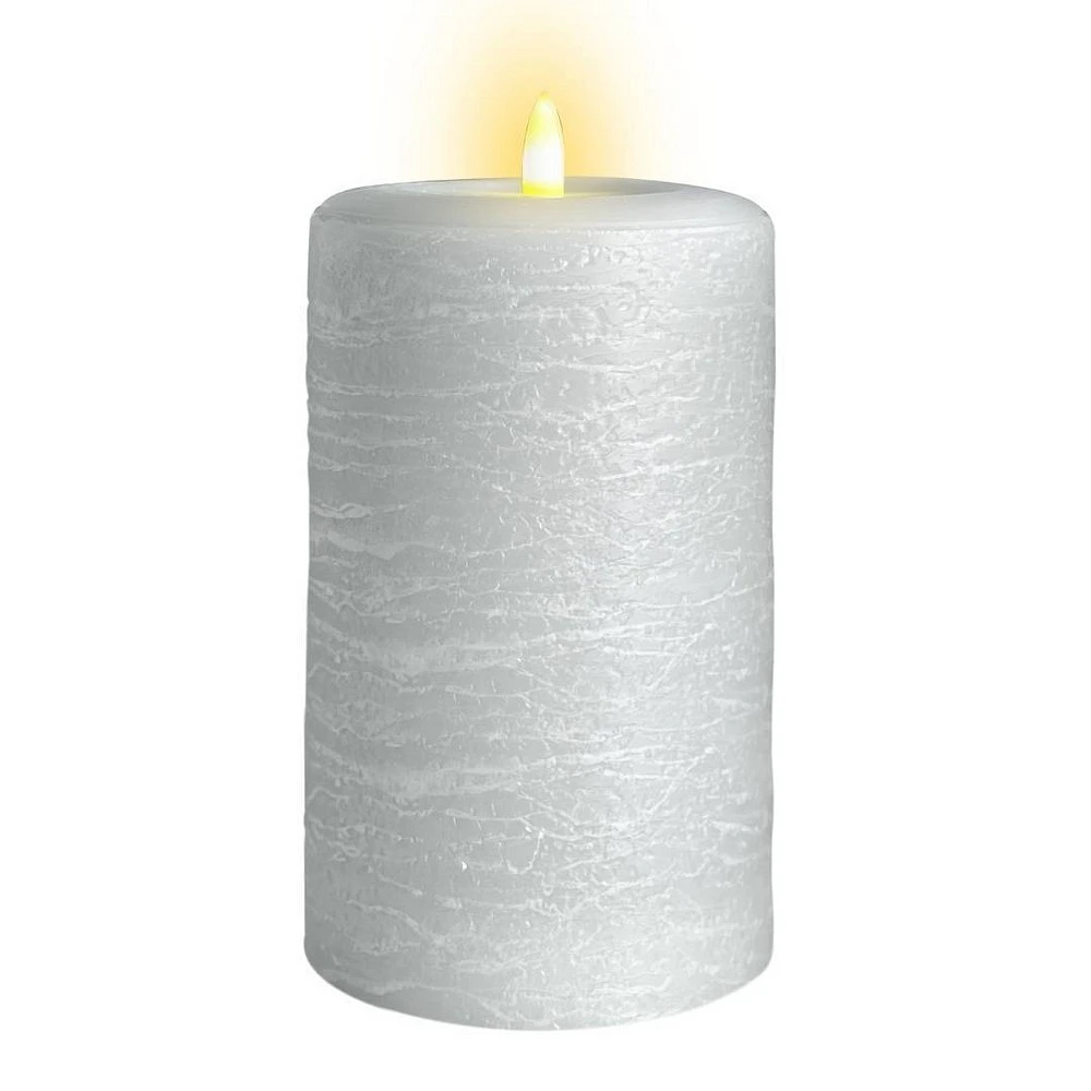 LumiPur 3.5x7 Signature Natural Glow Flameless Wax Pillar LED Candle Gray Fog