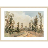 Amanti Art 41x30 Poplar Trees by The Road by Silvia Vassileva Wood Framed Wall Art Print: Modern Decor, Lithograph, Hardwood Frame