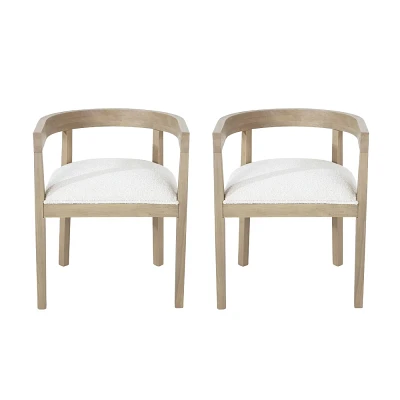 Christopher Knight Home Set of 2 Ladieu Fabric and Wood Tub Dining Chairs Light Ash/Almond