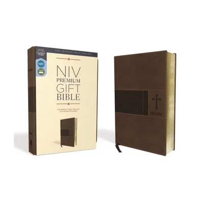 Niv, Premium Gift Bible, Leathersoft, Brown, Red Letter Edition, Comfort Print - by Zondervan (Leather Bound)