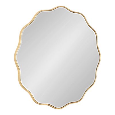 Kate & Laurel All Things Decor 26x26 Viona Round Scalloped Mirror Gold: Modern Style, No Assembly, Wall Mounted