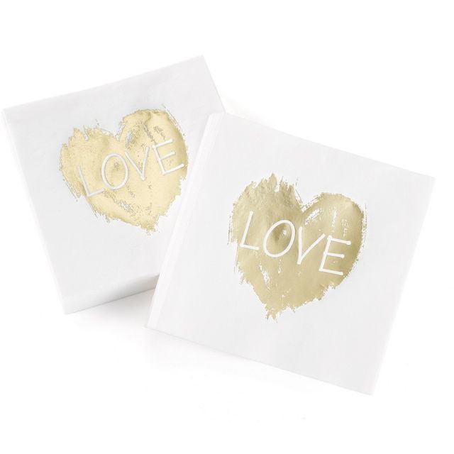 50ct Love Heart Disposable Napkins: Gold Dinner Napkins for 50th Anniversary, Milestone Celebration by Hortense B. Hewitt