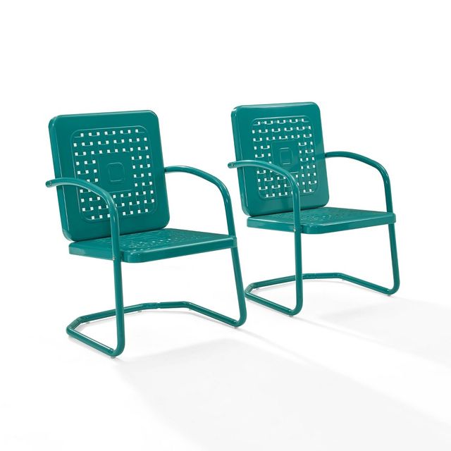 2pk Bates Outdoor Metal Chairs Turquoise - Crosley