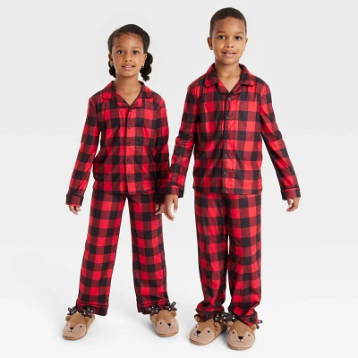 Kids Buffalo Check Flannel Holiday Matching Family Pajama Set