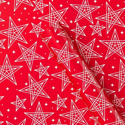 20 sq ft Star Christmas Gift Wrap Red - Wondershop