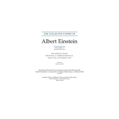 The Collected Papers of Albert Einstein, Volume 17 (Translation Supplement) - (Paperback)