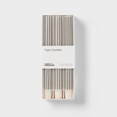 6pk Taper Candle Set Black and White Stripe - Room Essentials