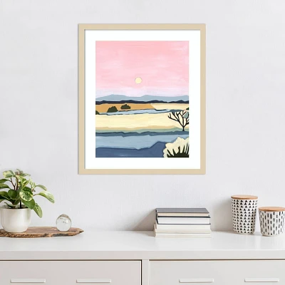 Amanti Art  Pink Sunset Over Villacuri by Andrea Mejia Wood Framed Wall Art Print