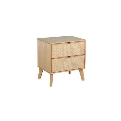 Chancery Boho Wood Ratan 2 Drawer Nightstand Natural - Powell