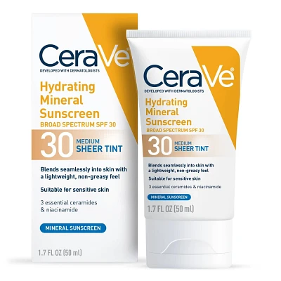 CeraVe Hydrating Mineral Tinted Face Sunscreen Lotion - SPF 30 - 1.7 fl oz