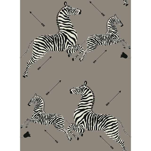 Brewster Zebra Safari Scalamandre Self Adhesive Wallpaper Gray