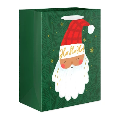 L Christmas Gift Bag Santa on Green