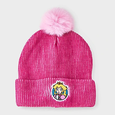 Girls Nintendo Princess Peach Pom Beanie