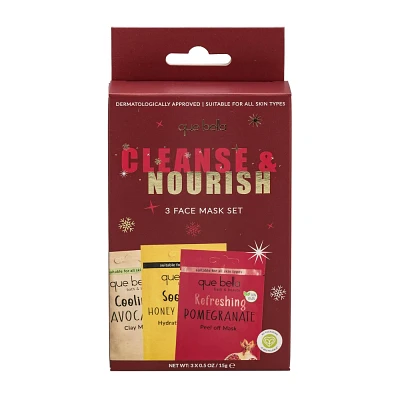 Que Bella Holiday Cleanse & Nourish Face Mask Gift Set - 3pc