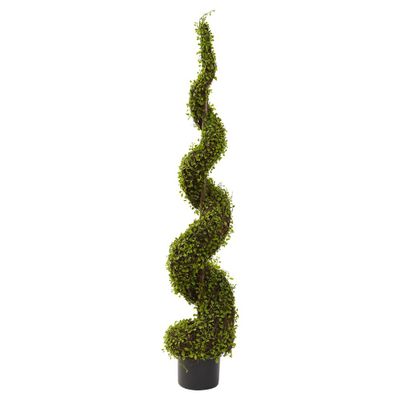 Nearly Natural 4 Mohlenbechia Spiral Tree: Indoor Faux Topiary, Unlit Green Decor