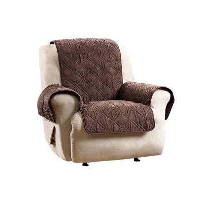 Microfiber Non Slip Recliner Furniture Cover Chocolate - Sure Fit: Polyester Protector, Indoor Use, Machine Washable