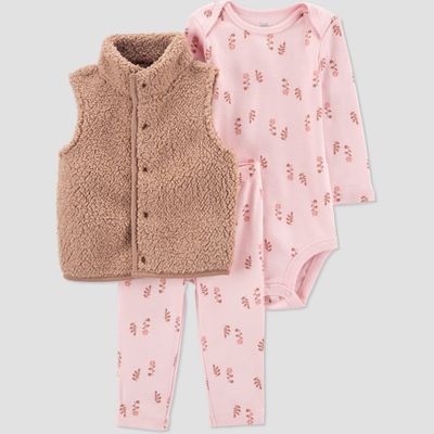 Carters Just One You Baby Girls Floral Sherpa Vest