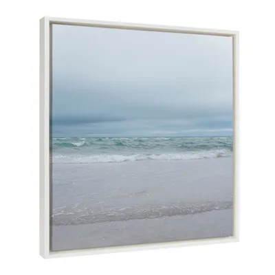 22 x 22 Sylvie Life is a Beach Framed Canvas by Stephanie Klatt - Kate & Laurel: Coastal Wall Decor