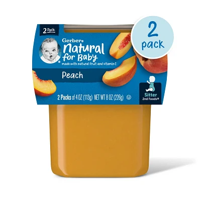 Gerber Baby Food Stage 2 Peach Puree Tub - 2ct/4oz Each