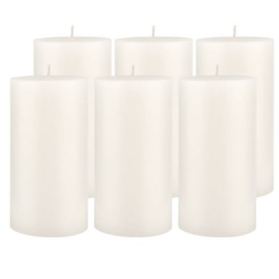 3x6 6pk Unscented Flat top Smooth Pillar Candles White - Stonebriar Collection: Cotton Wick, Smokeless, 80hr Burn Time