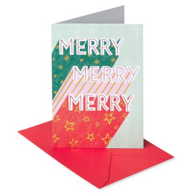 Carlton Cards Merry Merry Merry Christmas Card