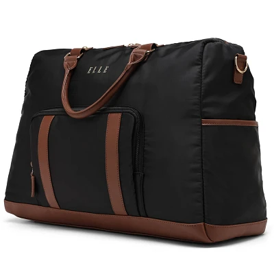 ELLE Luggage Luxe Journey 30L Twill and Vegan Leather Weekender Tote Bag
