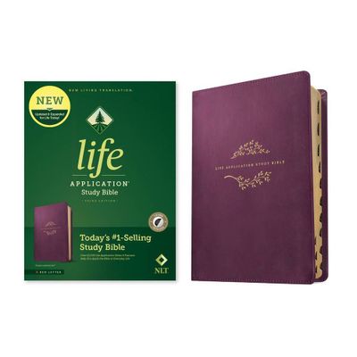 NLT Life Application Study Bible, Third Edition (Leatherlike, Purple, Indexed, Red Letter) - (Leather Bound)