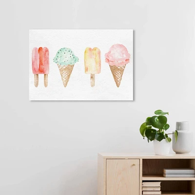 Wynwood Studio 30x20 Ice Cream You Scream Wall Art: Modern Canvas, Mixed Media Food Drink Decor