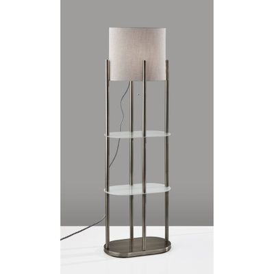 Norman Shelf Floor Lamp Silver - Adesso: Modern Metal & Glass with Pull Chain, ETL Listed